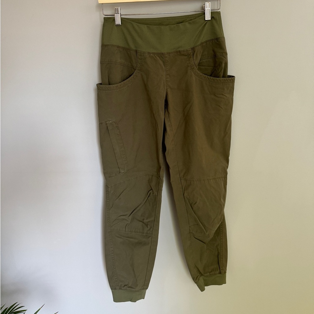 prAna Women’s Small Organic Cotton Blend “Kanab” Pull On Pants in Olive Green